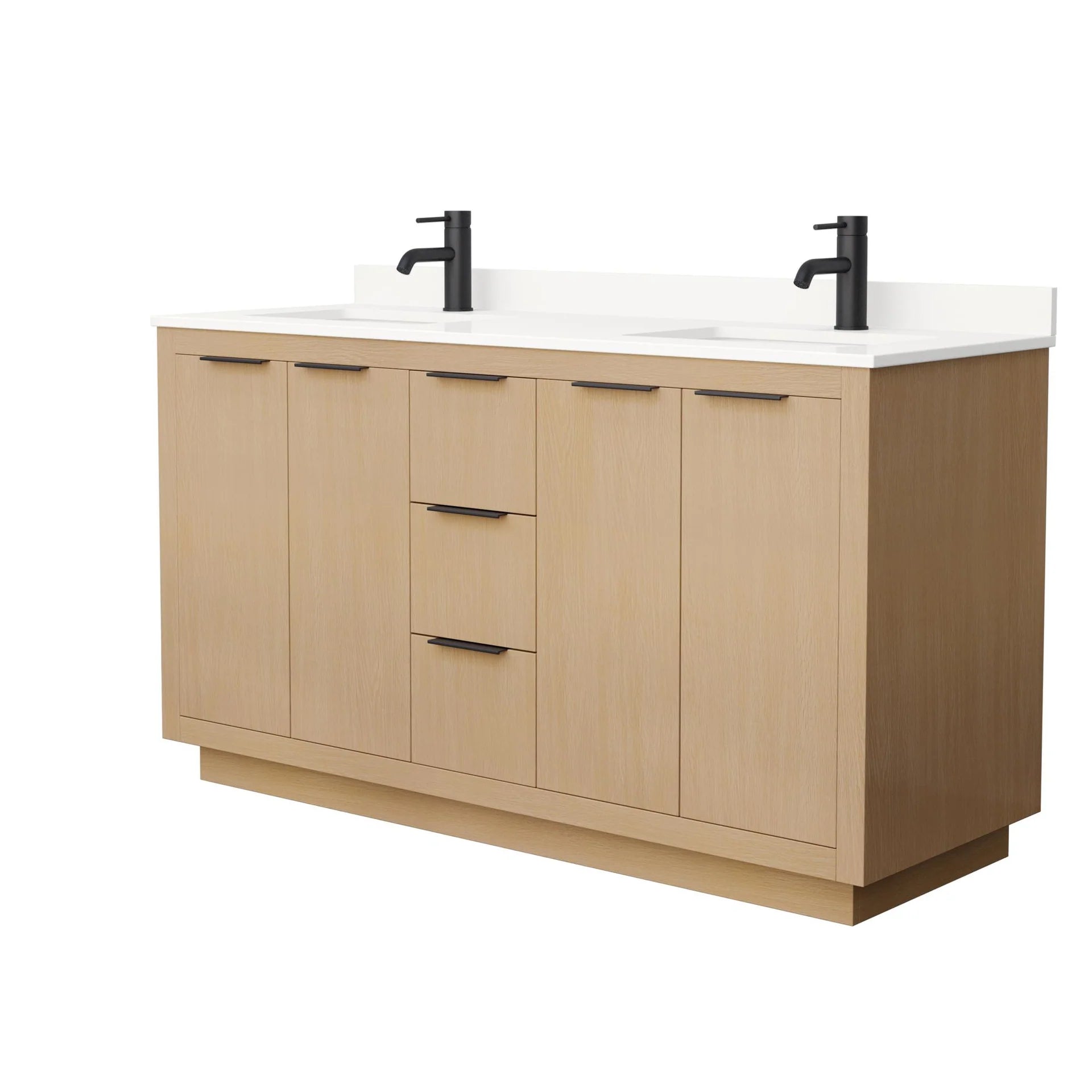 Maroni Bathroom Vanity with Countertop Double Sink Single hole Faucet Setup