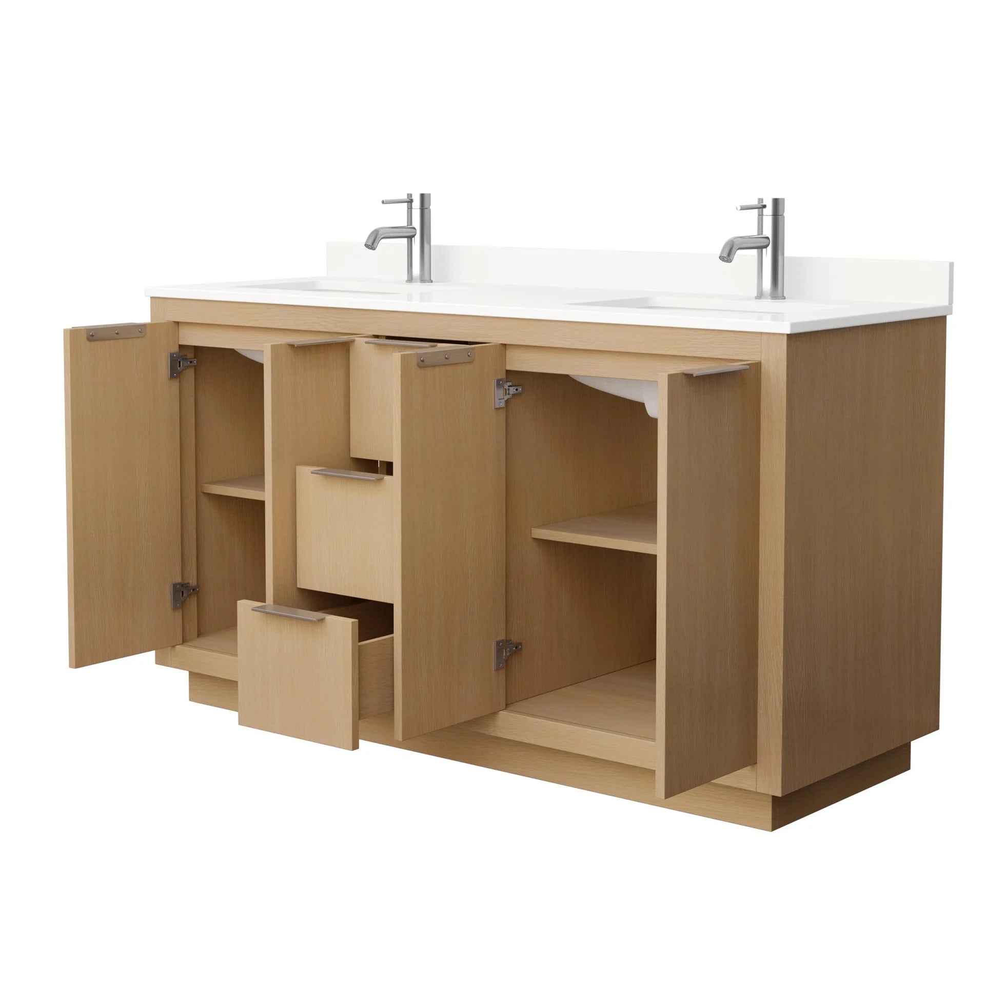 Maroni Bathroom Vanity with Countertop Double Sink Single hole Faucet Setup