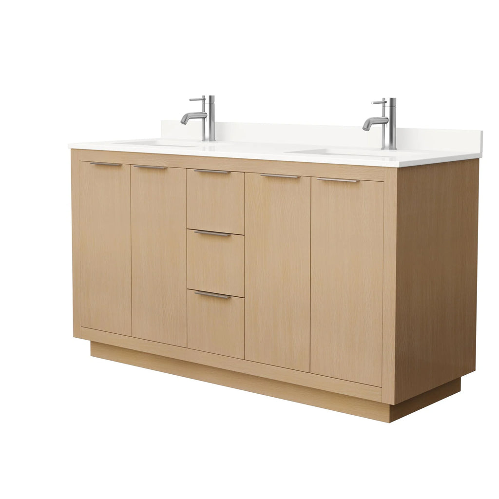 Maroni Bathroom Vanity with Countertop Double Sink Single hole Faucet Setup