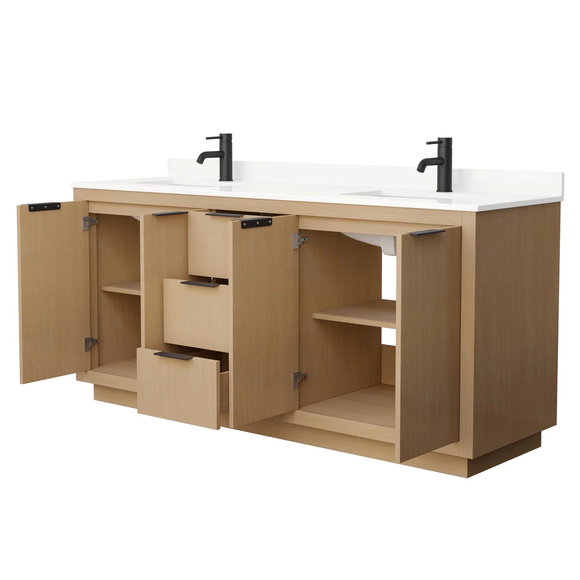 Maroni Bathroom Vanity with Countertop Double Sink Single hole Faucet Setup