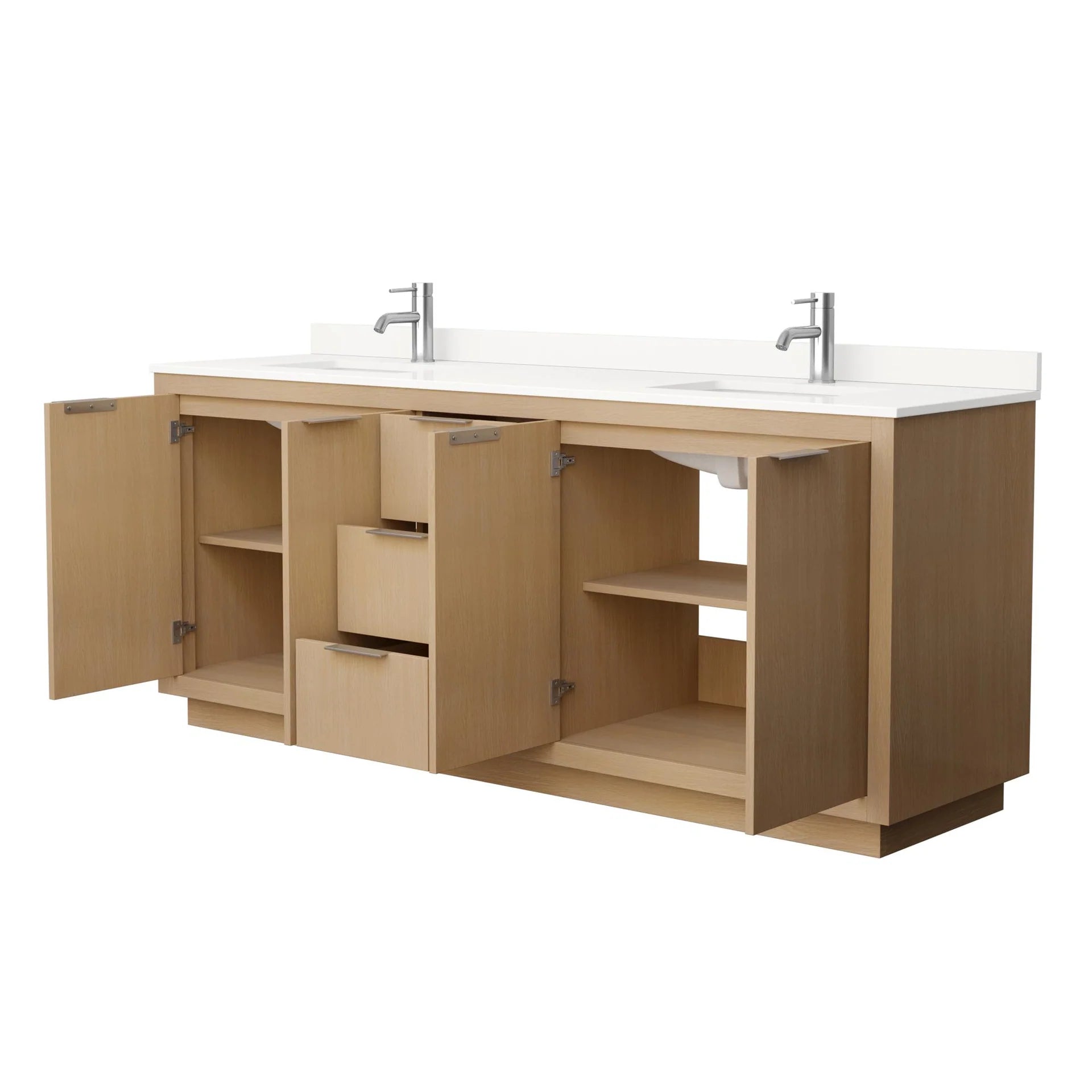 Maroni Bathroom Vanity with Countertop Double Sink Single hole Faucet Setup