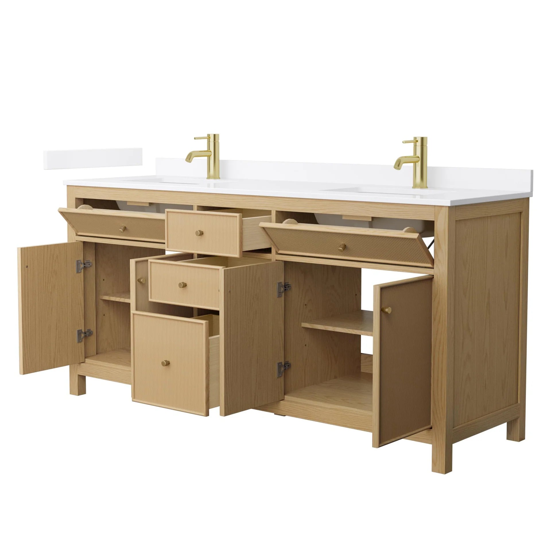Pendry Bathroom Vanity with Countertop Double Sink Single hole Faucet Setup
