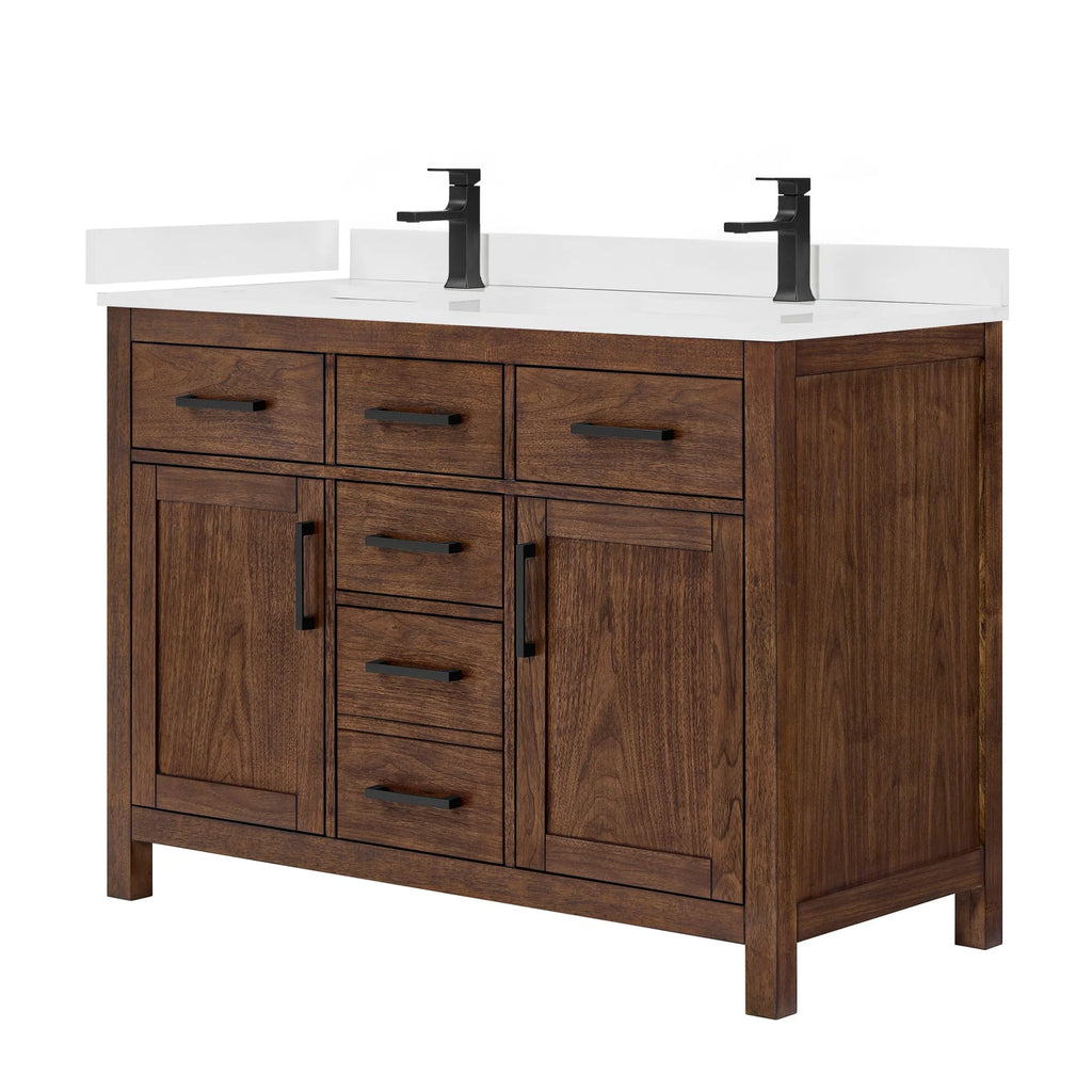 Beckett Bathroom Vanity with Countertop Double Sink Single hole Faucet Setup
