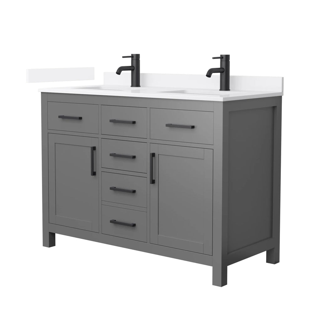 Beckett Bathroom Vanity with Countertop Double Sink Single hole Faucet Setup