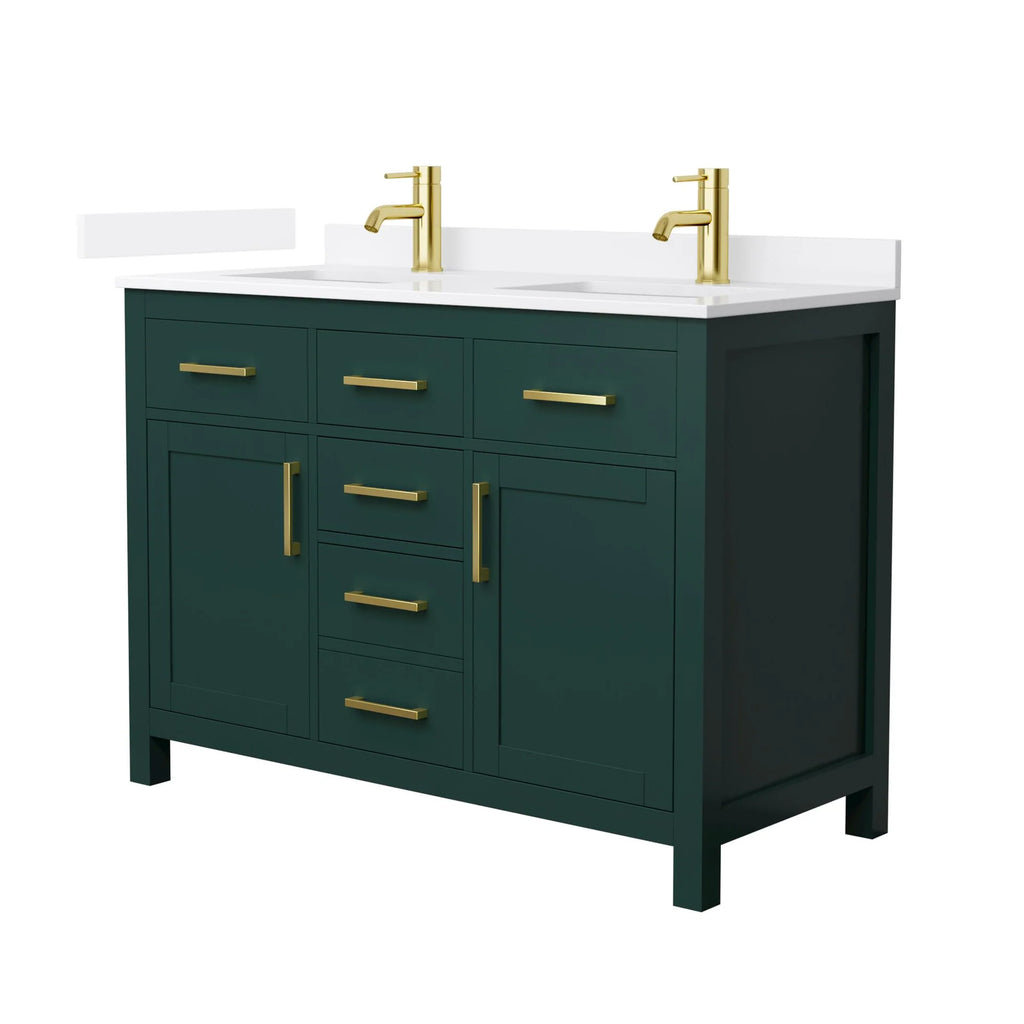 Beckett Bathroom Vanity with Countertop Double Sink Single hole Faucet Setup