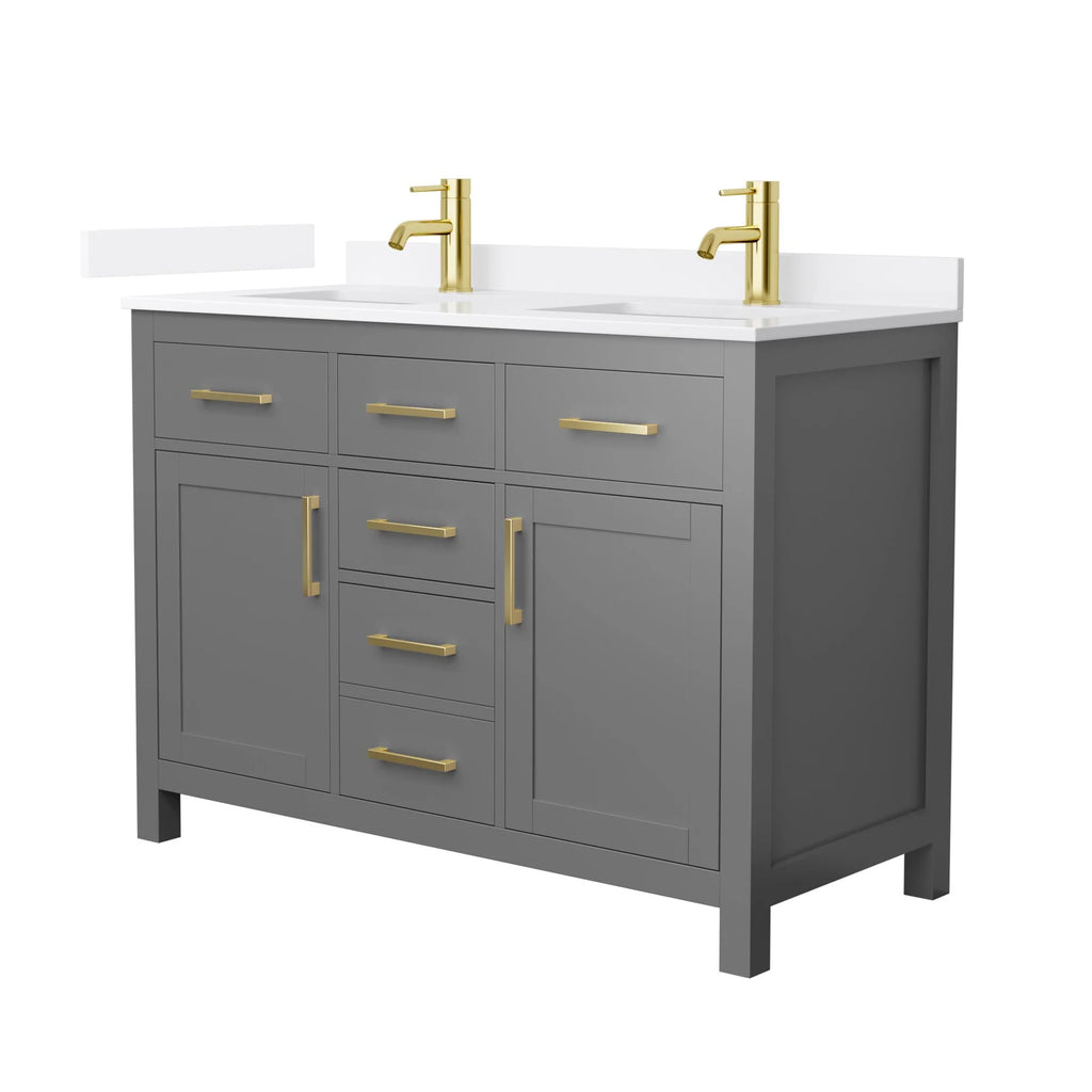 Beckett Bathroom Vanity with Countertop Double Sink Single hole Faucet Setup