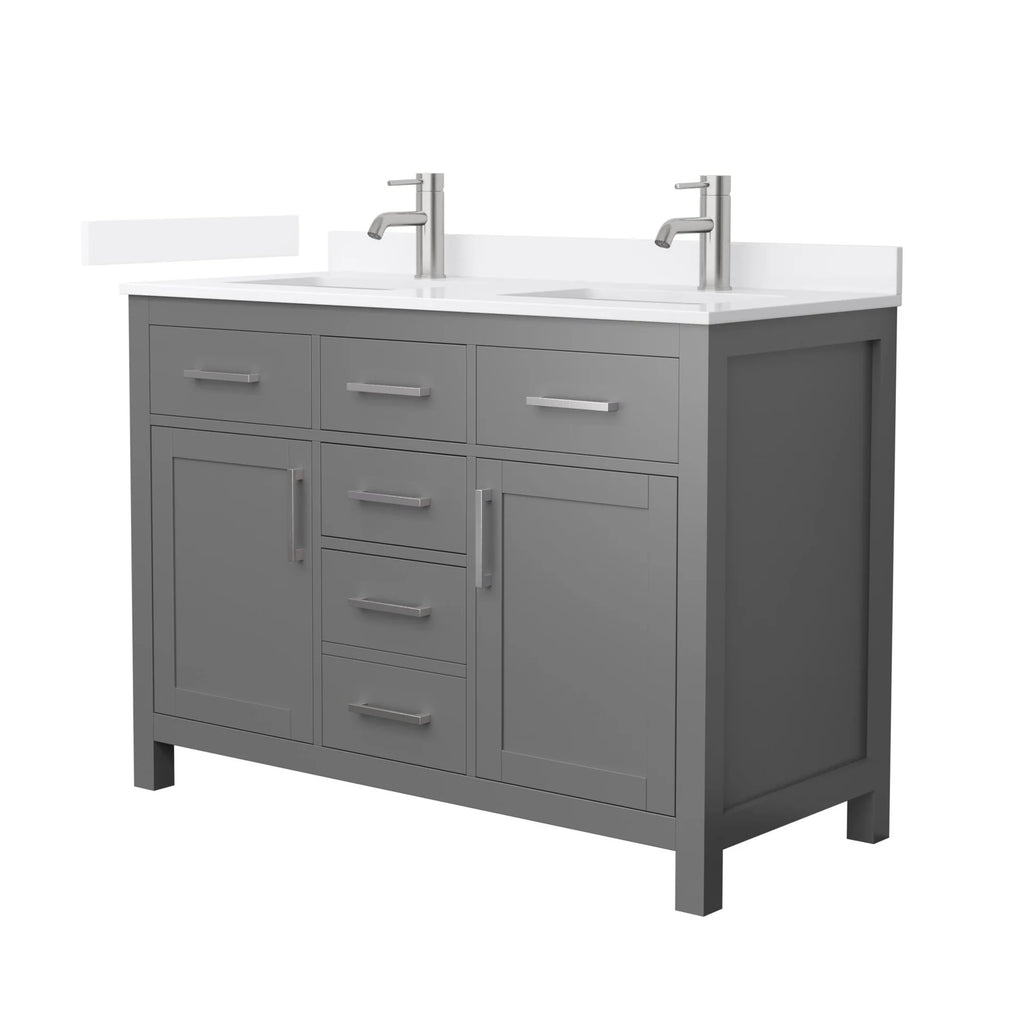 Beckett Bathroom Vanity with Countertop Double Sink Single hole Faucet Setup