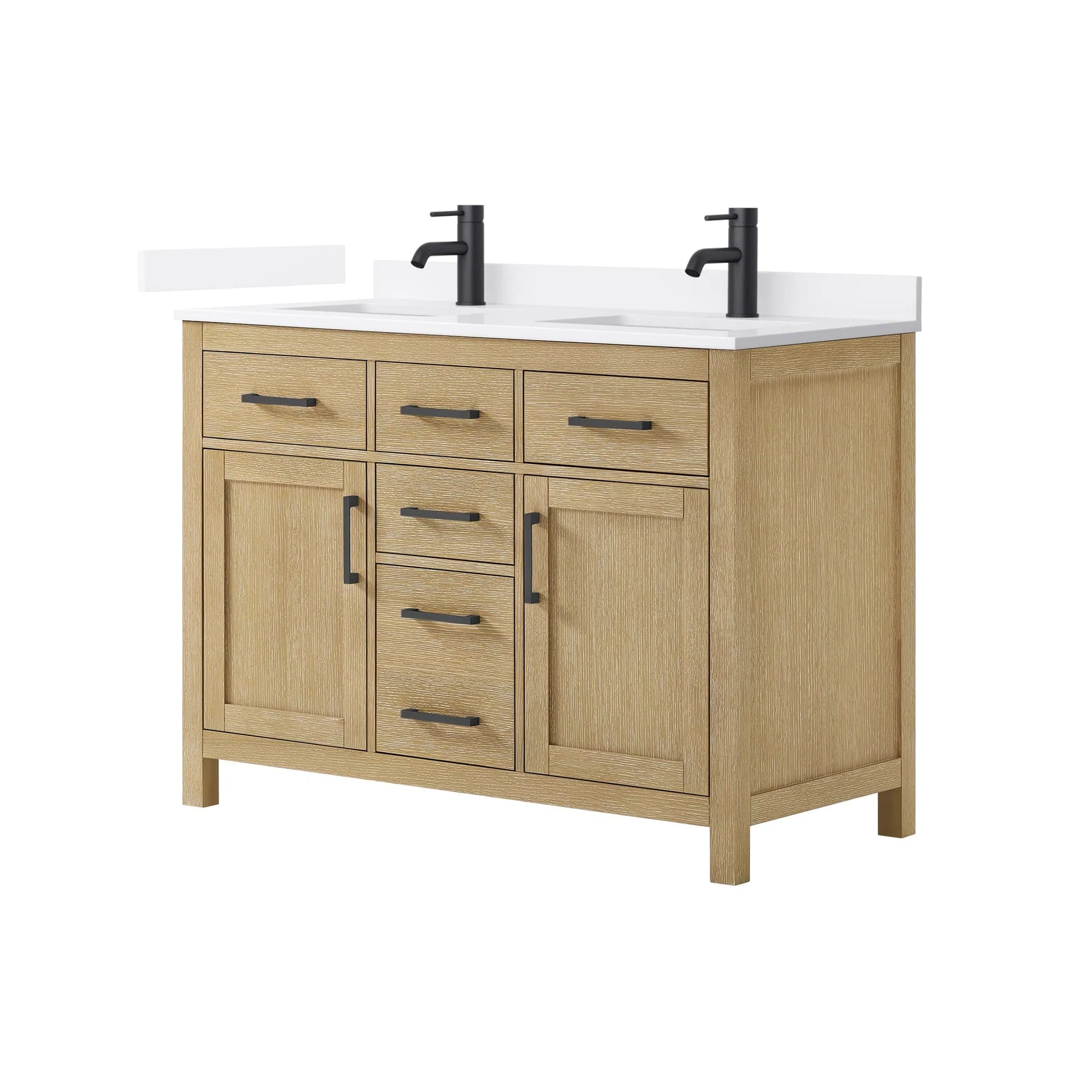 Beckett Bathroom Vanity with Countertop Double Sink Single hole Faucet Setup
