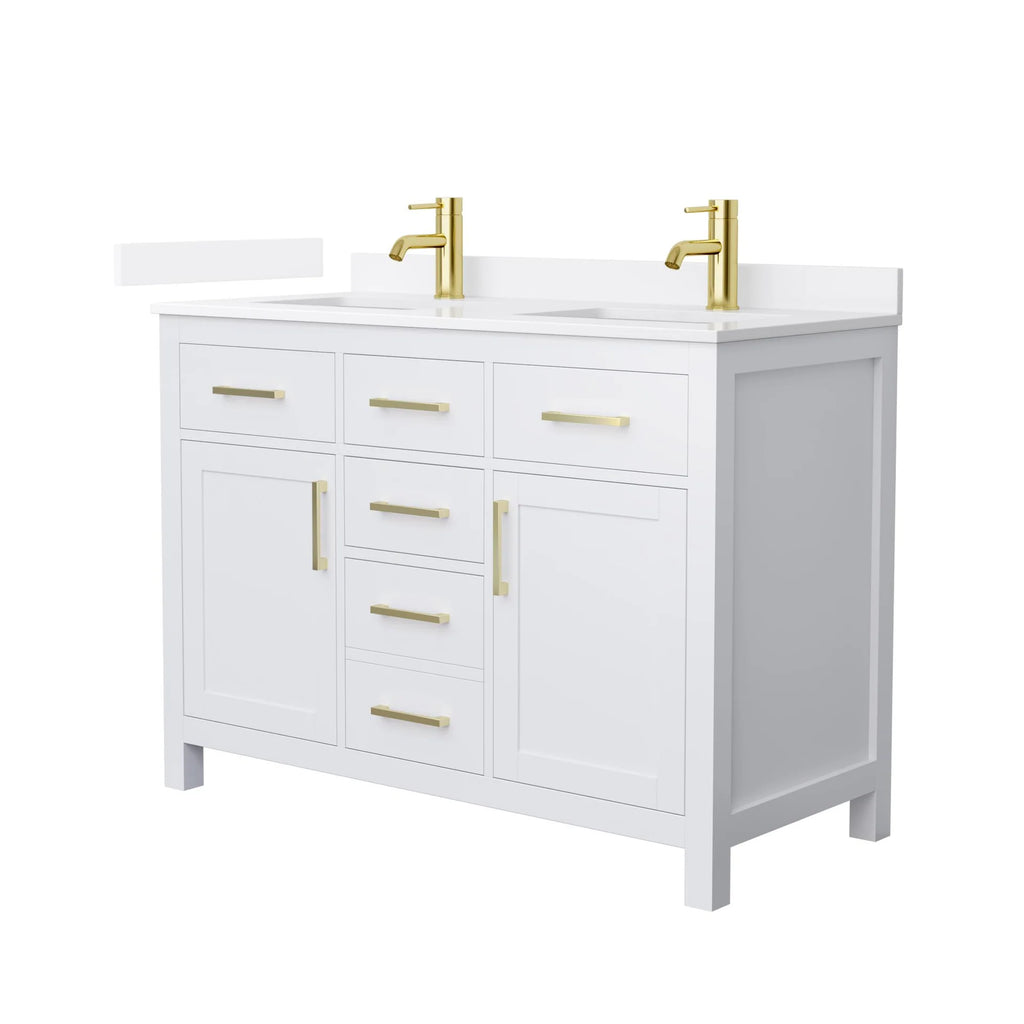 Beckett Bathroom Vanity with Countertop Double Sink Single hole Faucet Setup