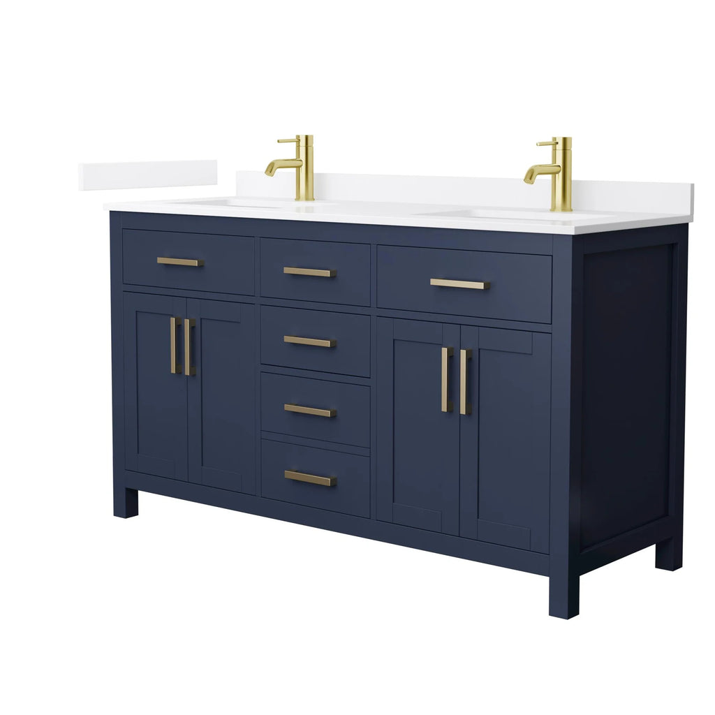 Beckett Bathroom Vanity with Countertop Double Sink Single hole Faucet Setup