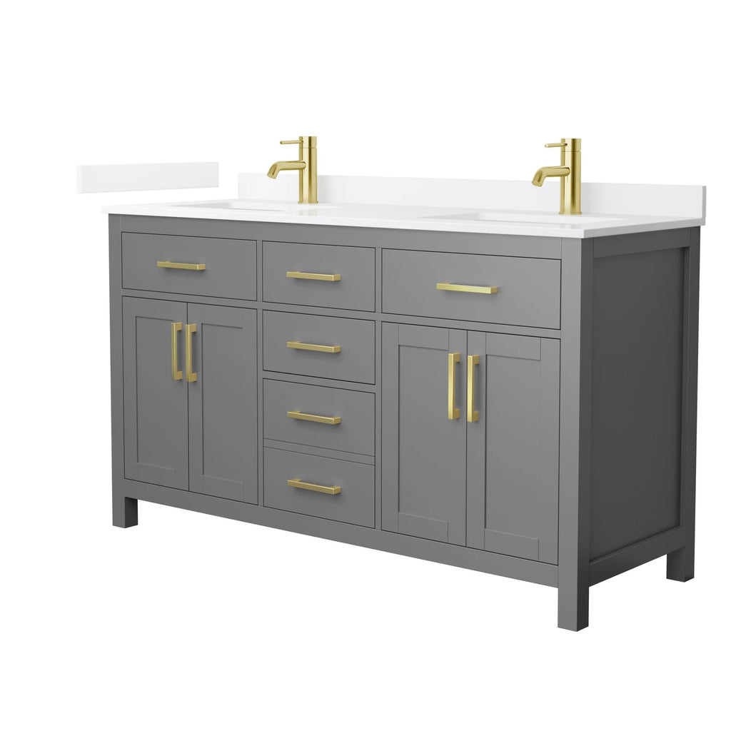 Beckett Bathroom Vanity with Countertop Double Sink Single hole Faucet Setup