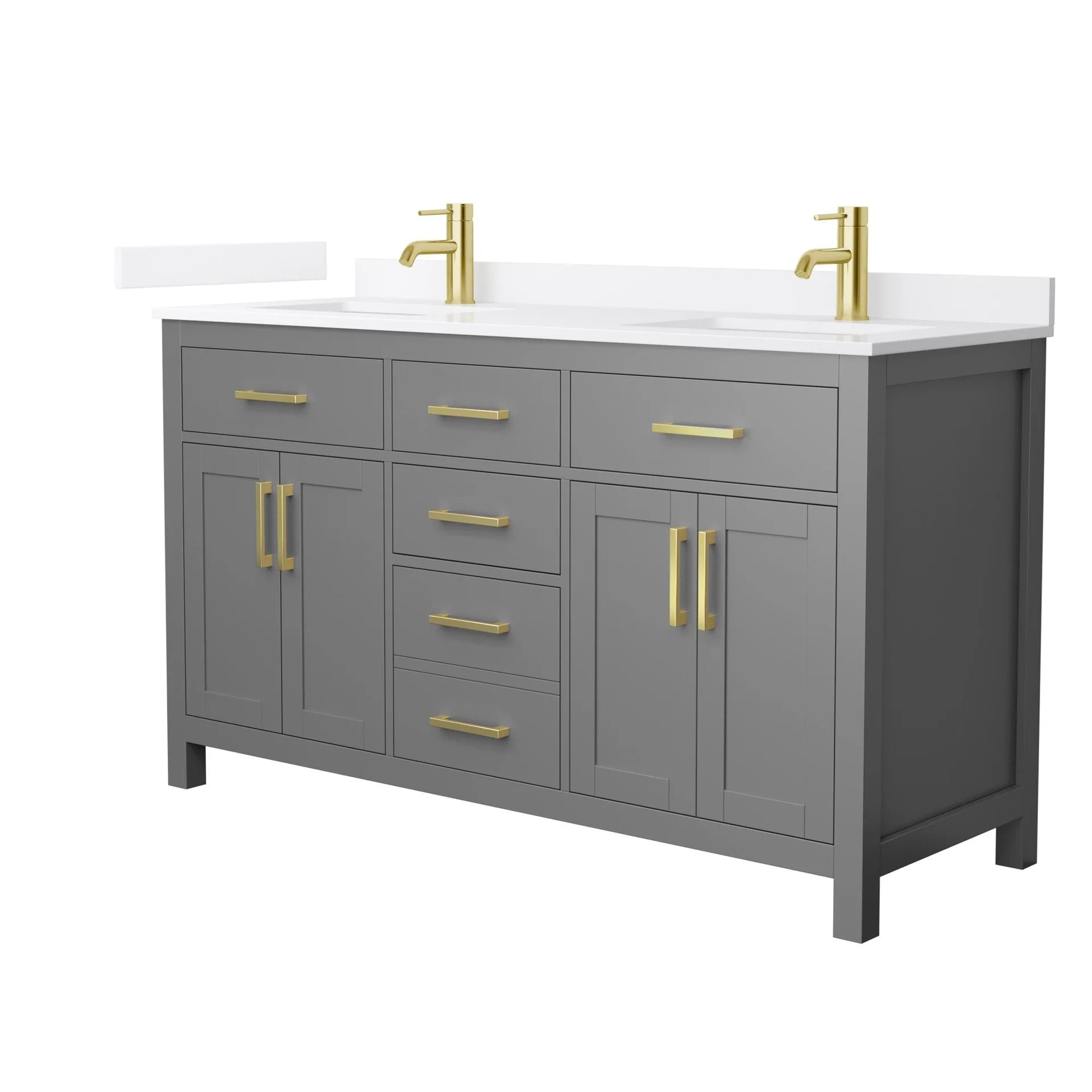 Beckett Bathroom Vanity with Countertop Double Sink Single hole Faucet Setup