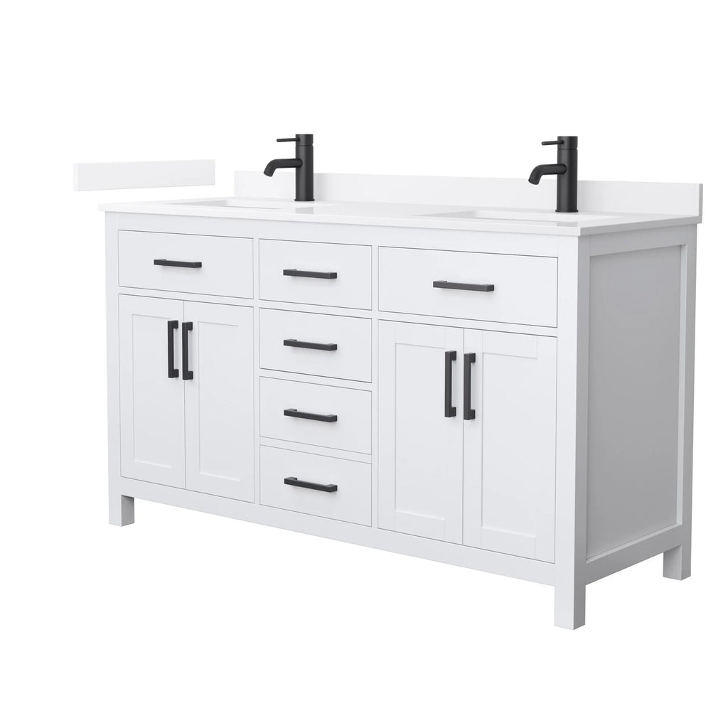 Beckett Bathroom Vanity with Countertop Double Sink Single hole Faucet Setup