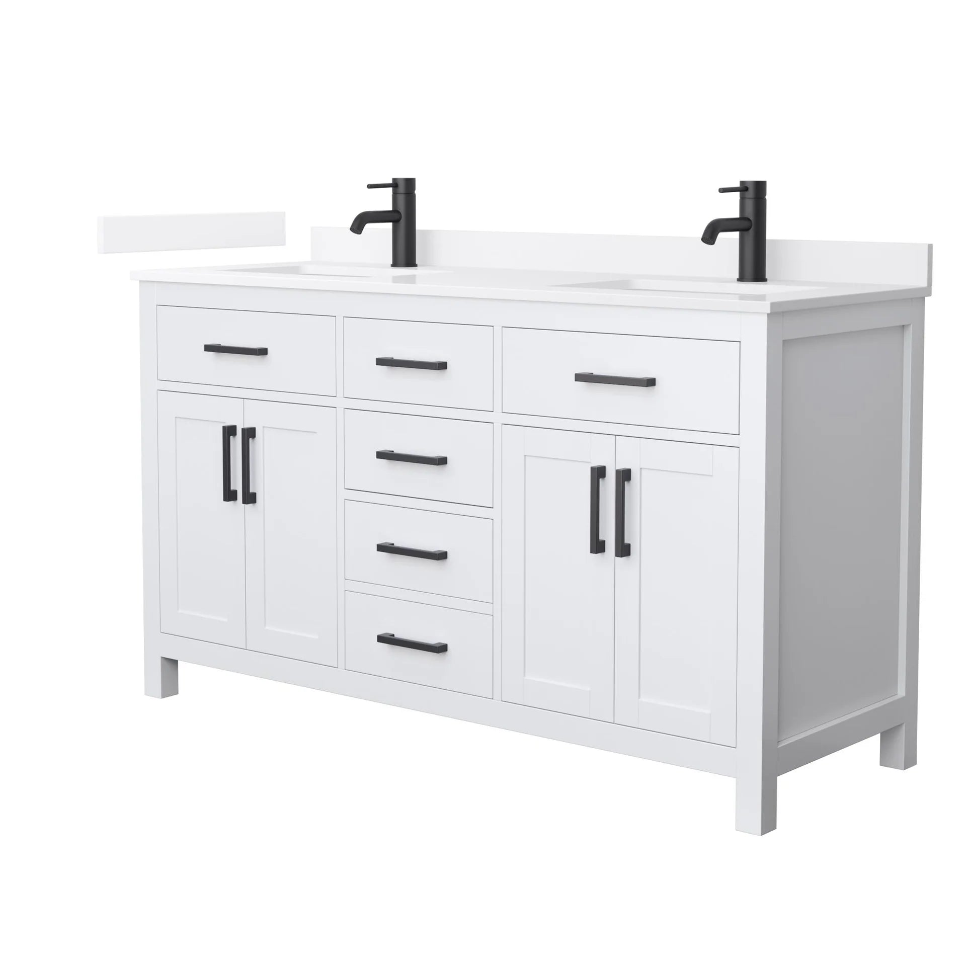 Beckett Bathroom Vanity with Countertop Double Sink Single hole Faucet Setup