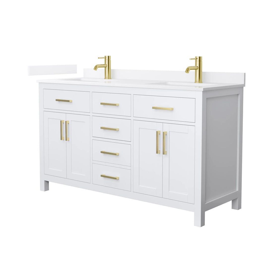 Beckett Bathroom Vanity with Countertop Double Sink Single hole Faucet Setup