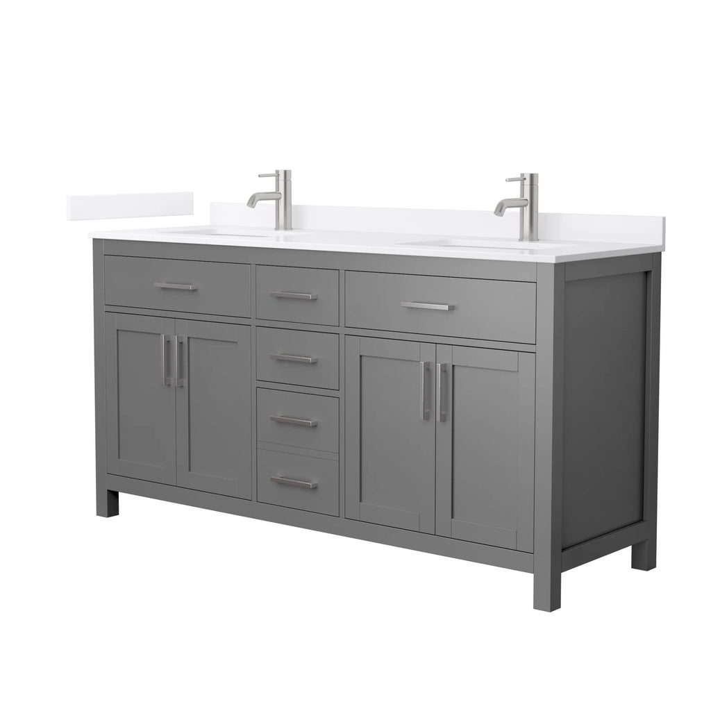 Beckett Bathroom Vanity with Countertop Double Sink Single hole Faucet Setup