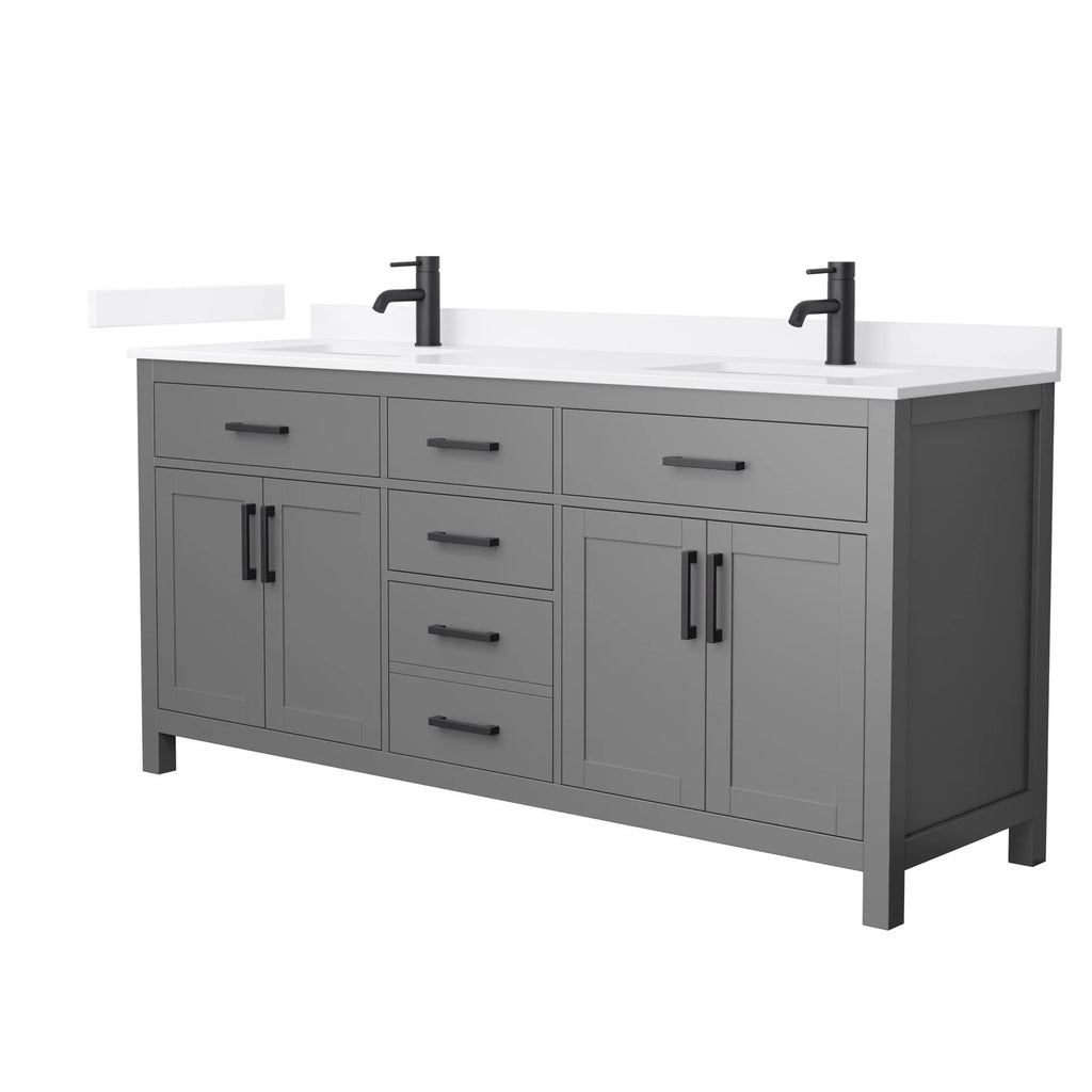 Beckett Bathroom Vanity with Countertop Double Sink Single hole Faucet Setup
