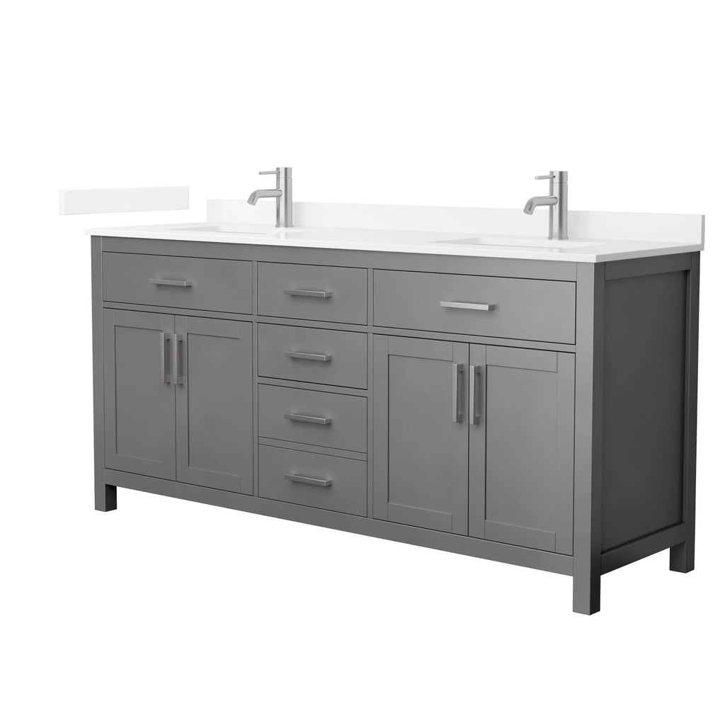 Beckett Bathroom Vanity with Countertop Double Sink Single hole Faucet Setup