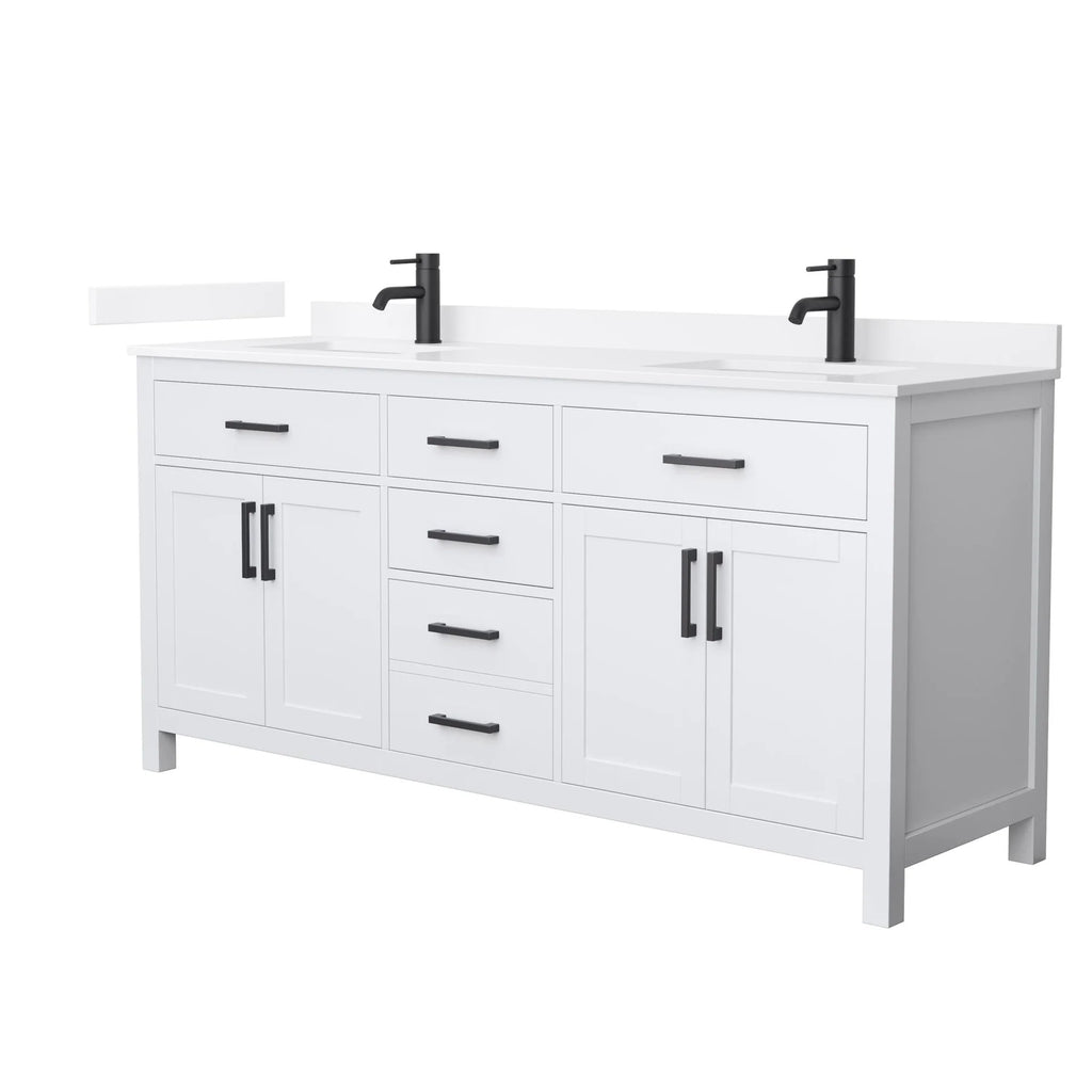 Beckett Bathroom Vanity with Countertop Double Sink Single hole Faucet Setup