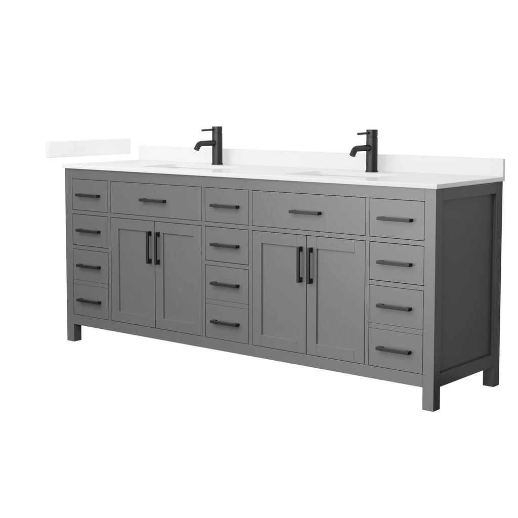 Beckett Bathroom Vanity with Countertop Double Sink Single hole Faucet Setup