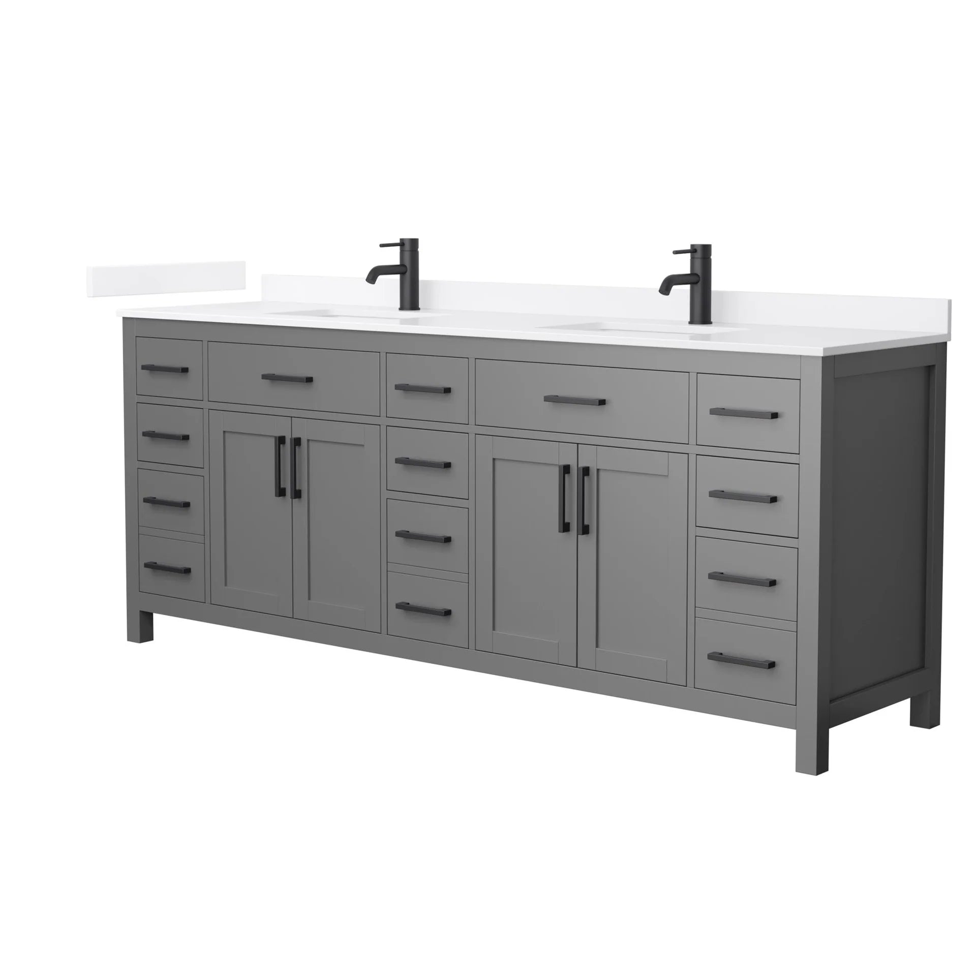 Beckett Bathroom Vanity with Countertop Double Sink Single hole Faucet Setup