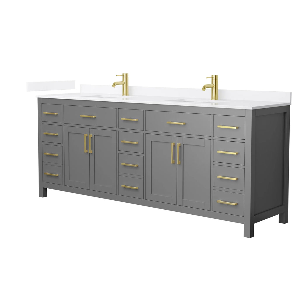 Beckett Bathroom Vanity with Countertop Double Sink Single hole Faucet Setup