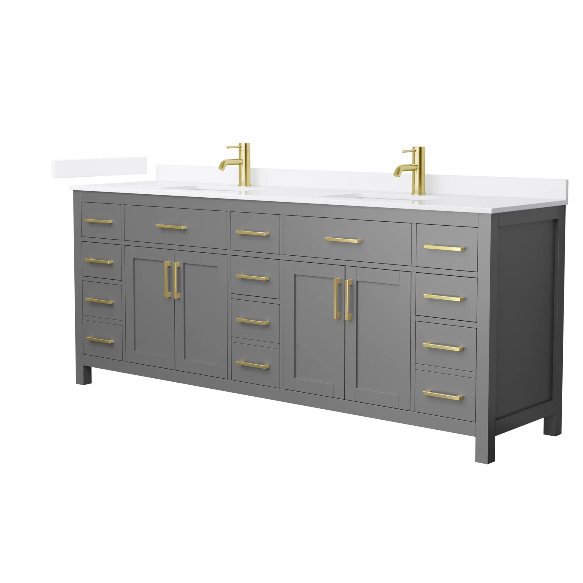 Beckett Bathroom Vanity with Countertop Double Sink Single hole Faucet Setup