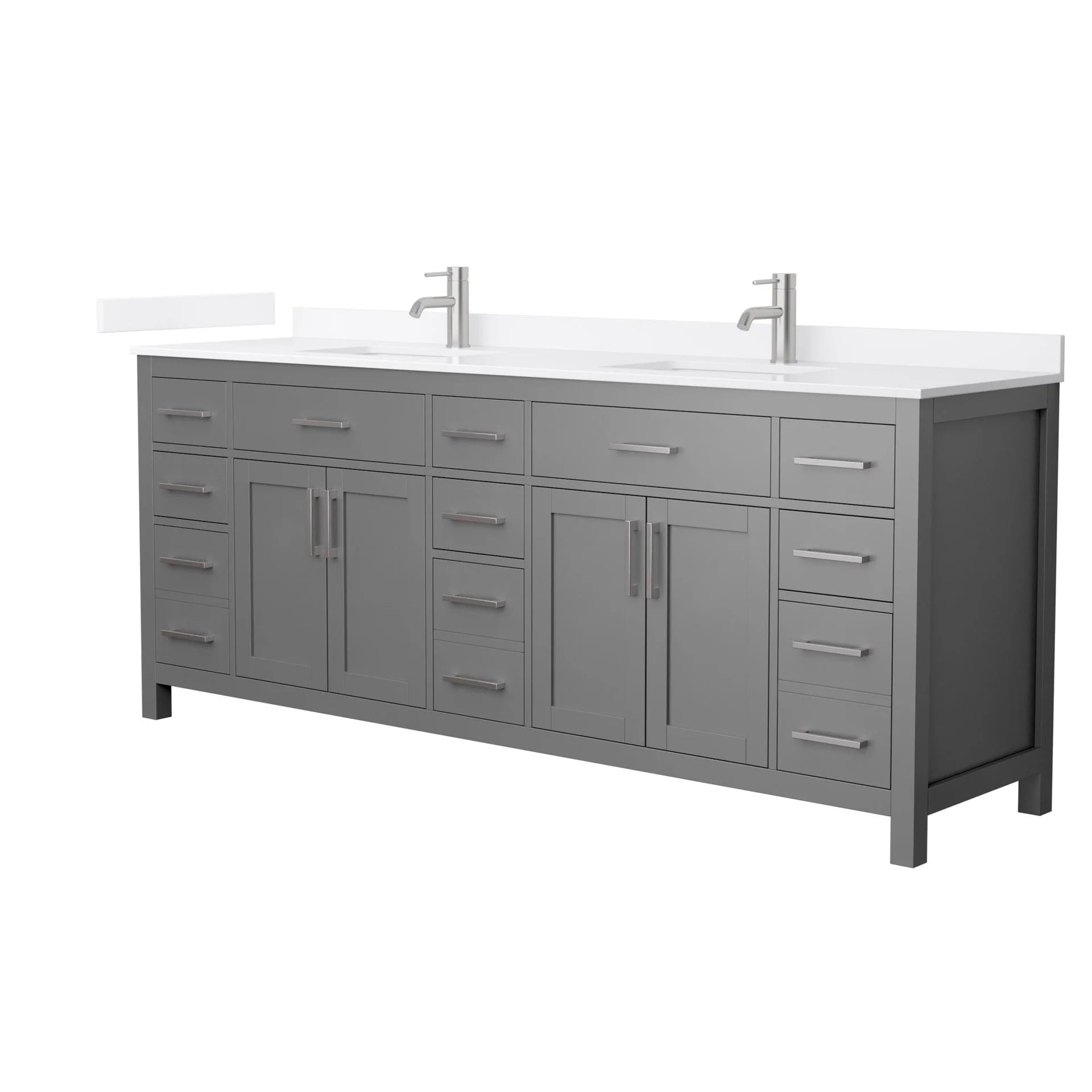 Beckett Bathroom Vanity with Countertop Double Sink Single hole Faucet Setup