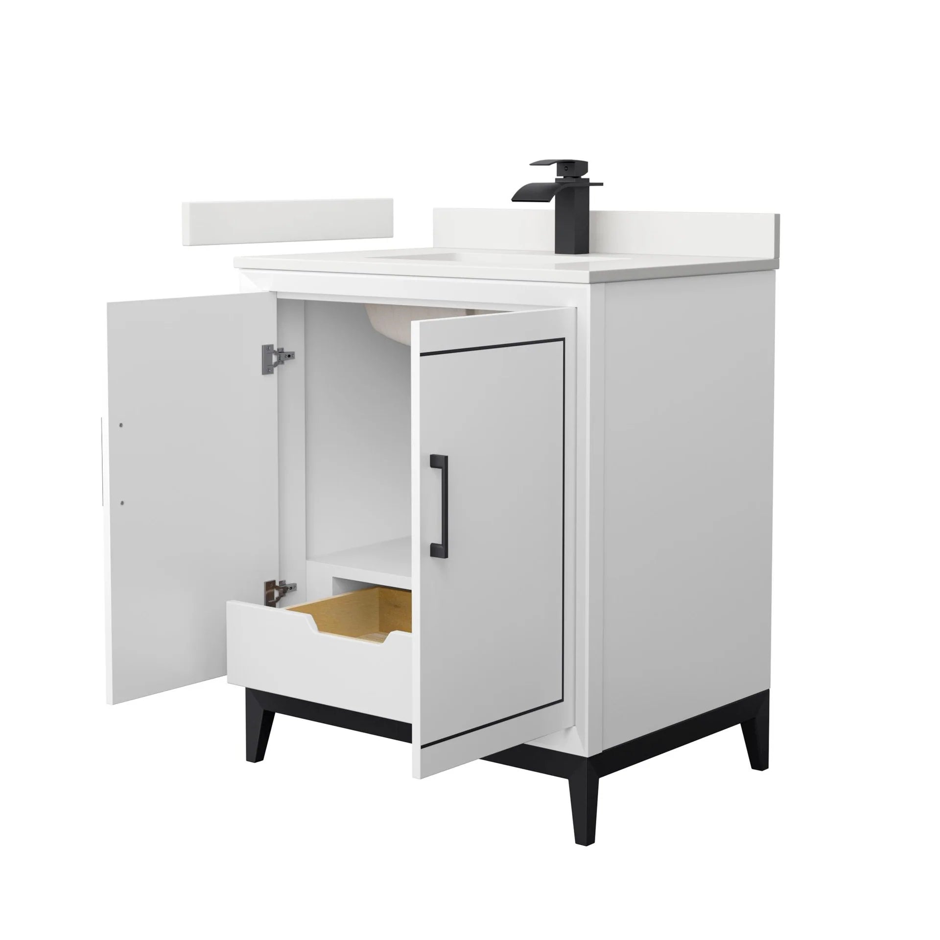 Marlena Bathroom Vanity with Countertop Single Sink Single hole Faucet Setup