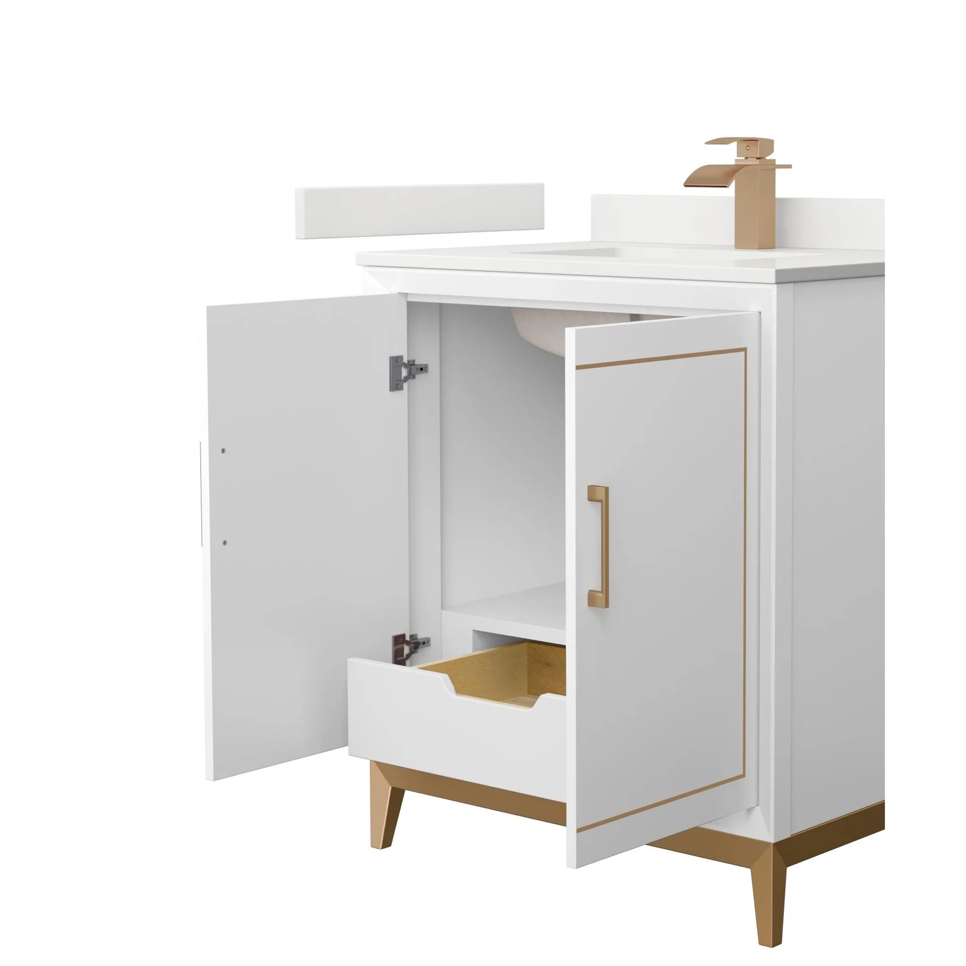 Marlena Bathroom Vanity with Countertop Single Sink Single hole Faucet Setup