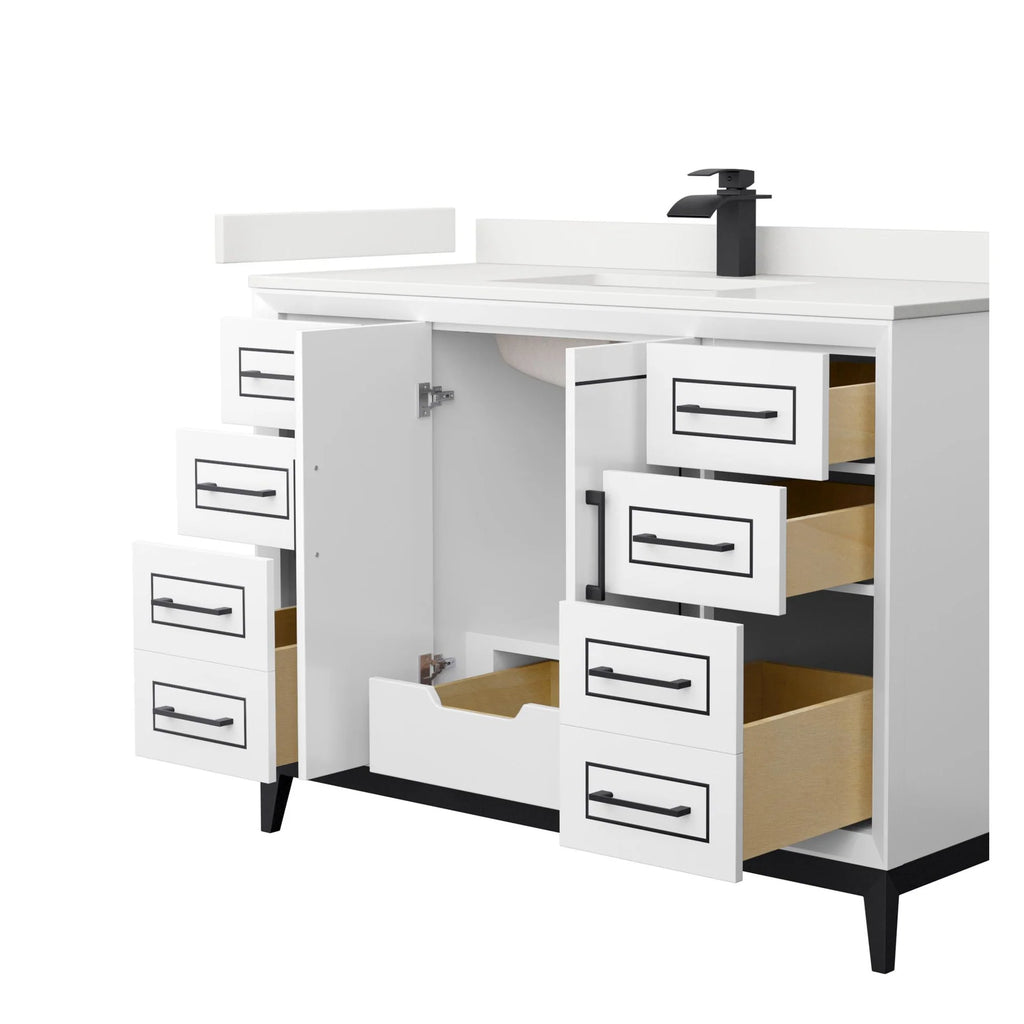 Marlena Bathroom Vanity with Countertop Single Sink Single hole Faucet Setup