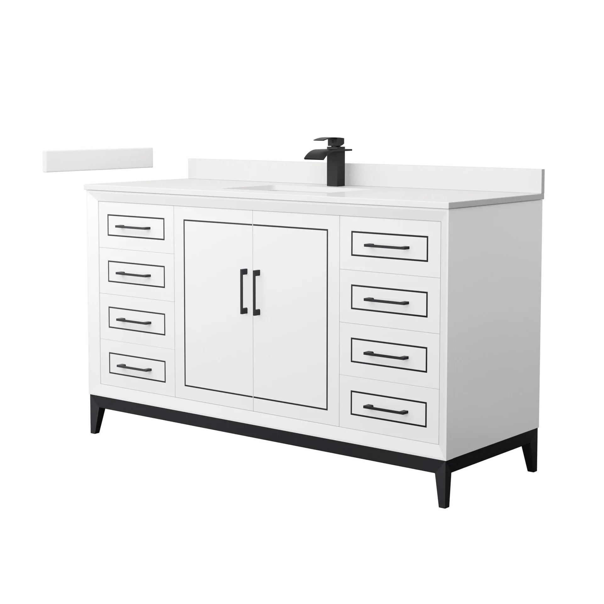 Marlena Bathroom Vanity with Countertop Single Sink Single hole Faucet Setup