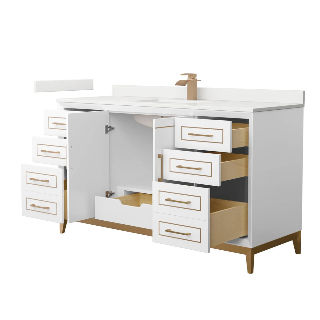 Marlena Bathroom Vanity with Countertop Single Sink Single hole Faucet Setup