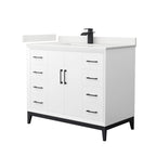 Amici Single Bath Vanity in White with White Quartz Top