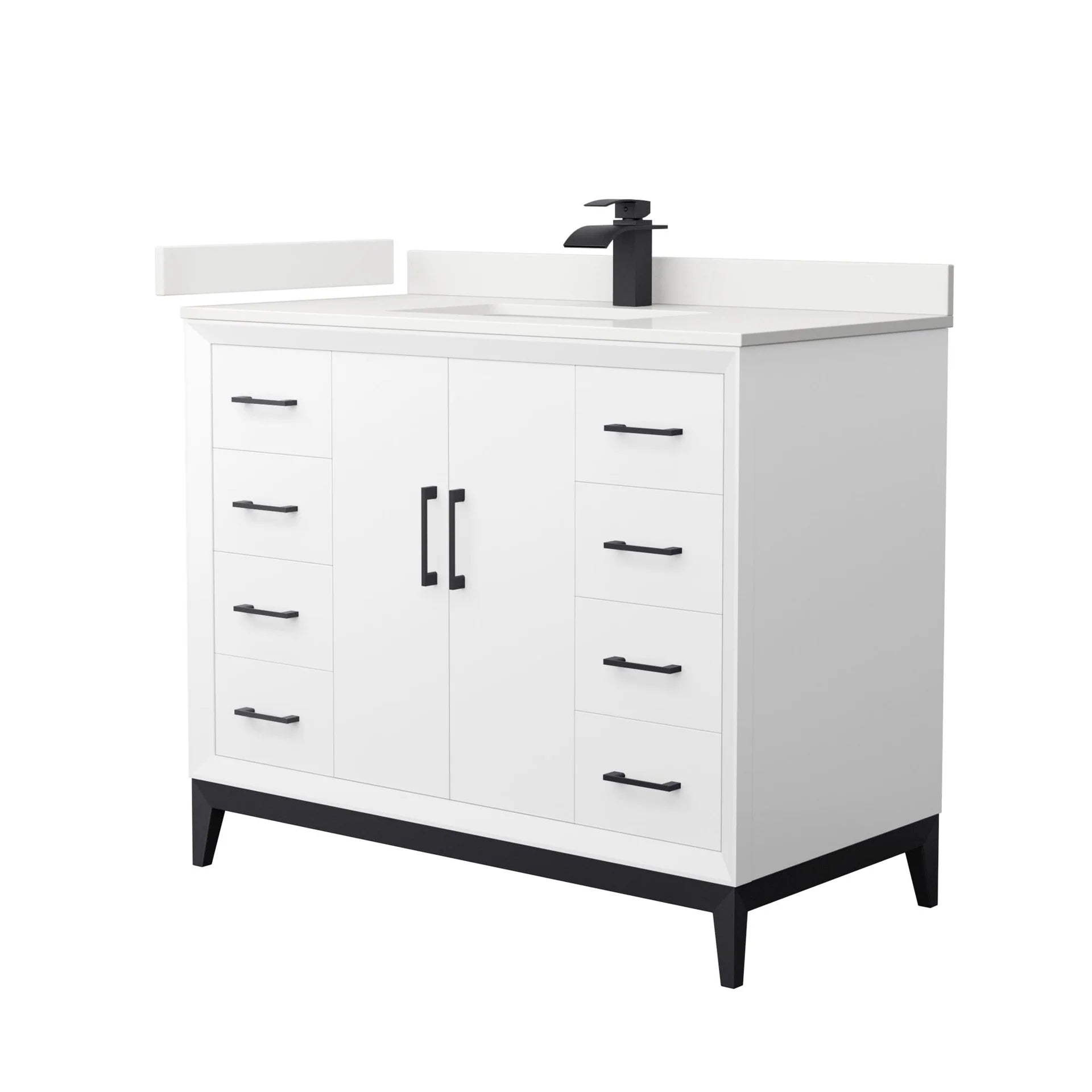 Amici Single Bath Vanity in White with White Quartz Top