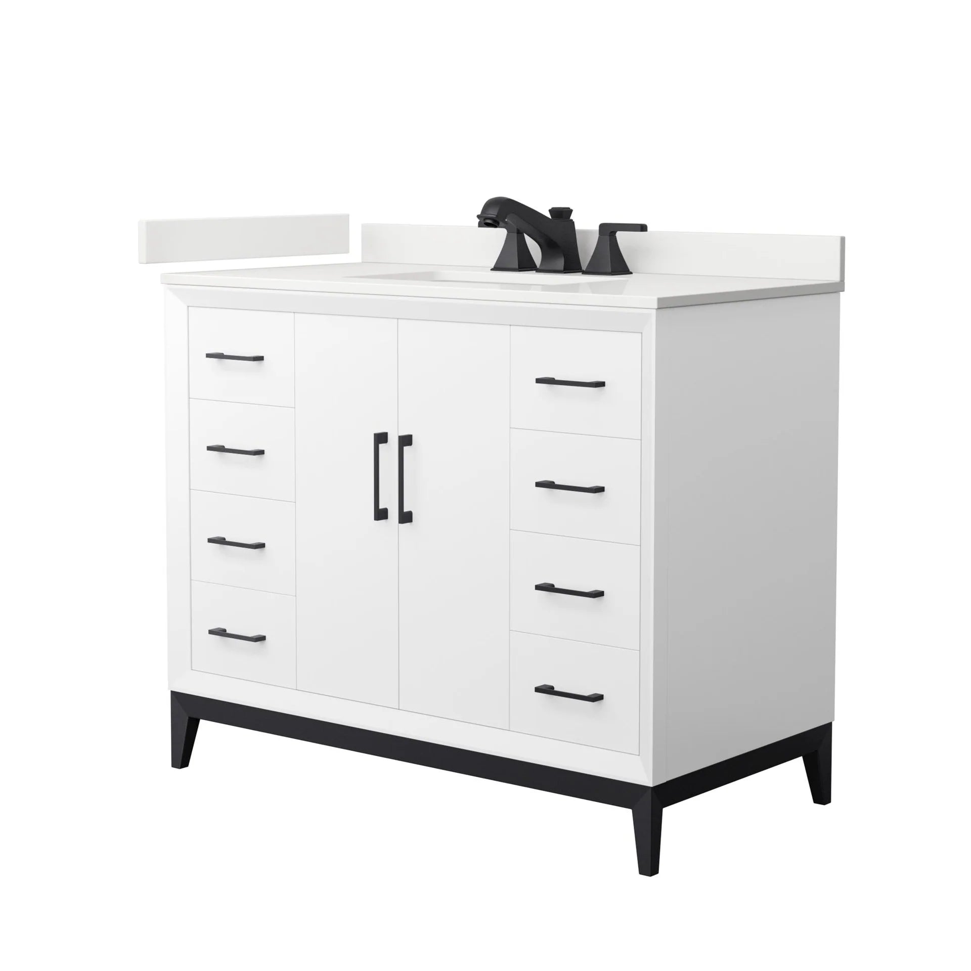 Amici Single Bath Vanity in White with White Quartz Top