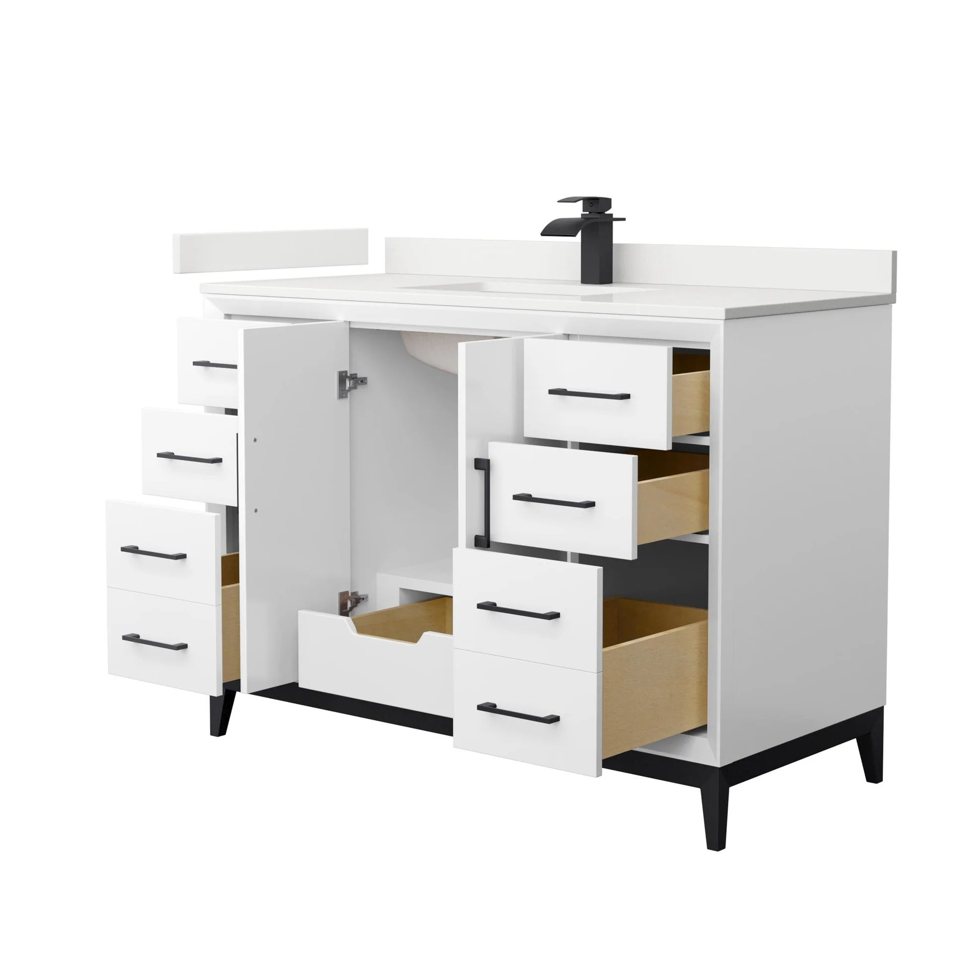 Amici Single Bath Vanity in White with White Quartz Top