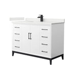 Amici Single Bath Vanity in White with White Quartz Top