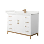 Amici Single Bath Vanity in White with White Quartz Top