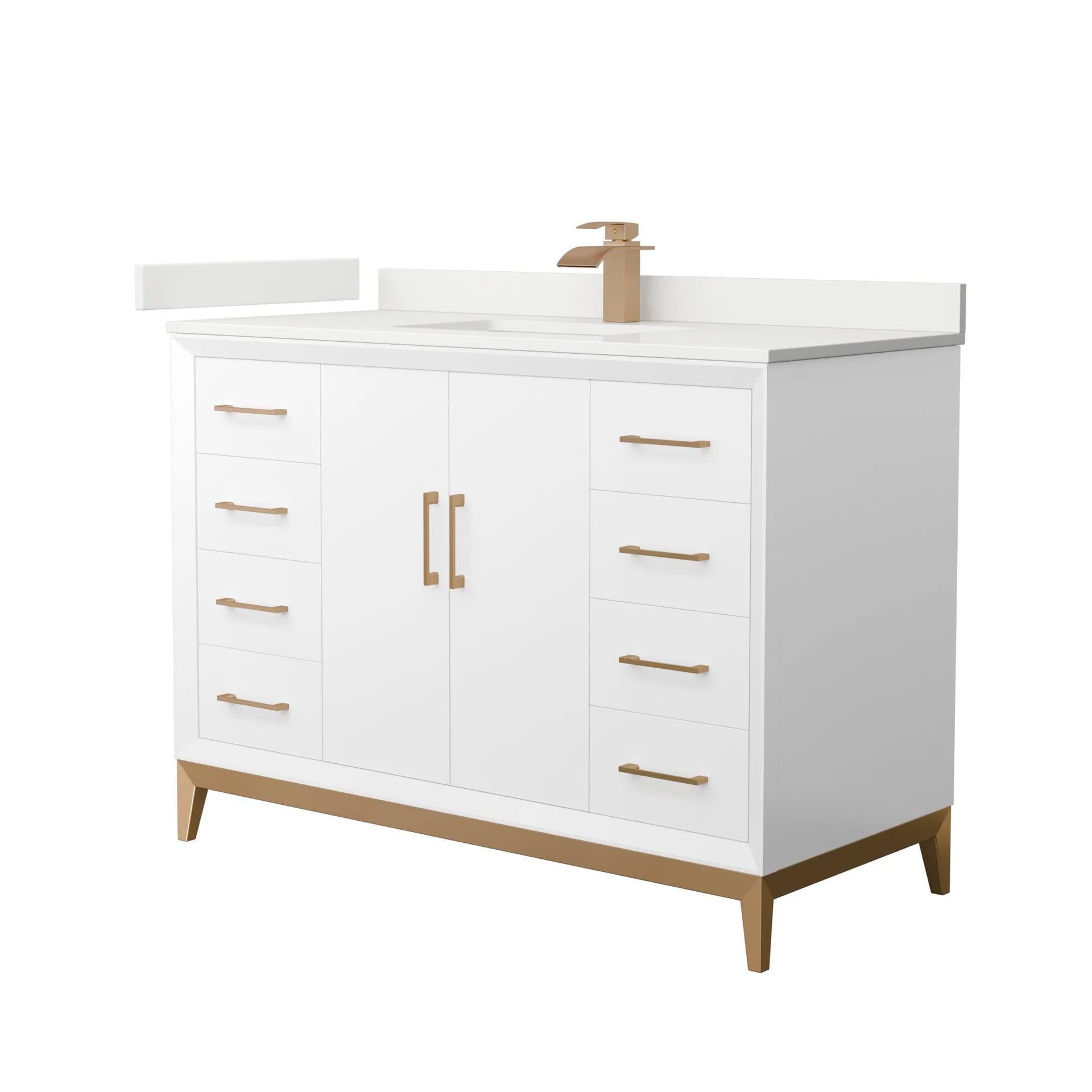 Amici Single Bath Vanity in White with White Quartz Top
