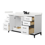 Amici Single Bath Vanity in White with White Quartz Top