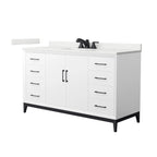 Amici Single Bath Vanity in White with White Quartz Top
