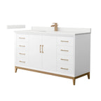 Amici Single Bath Vanity in White with White Quartz Top