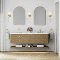 Allamari 72" Double Vanity, Dune Mist w/ Single Hole 3 CM White Zeus Silestone Top