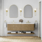 Allamari 72" Double Vanity, Dune Mist w/ Single Hole 3 CM White Zeus Silestone Top