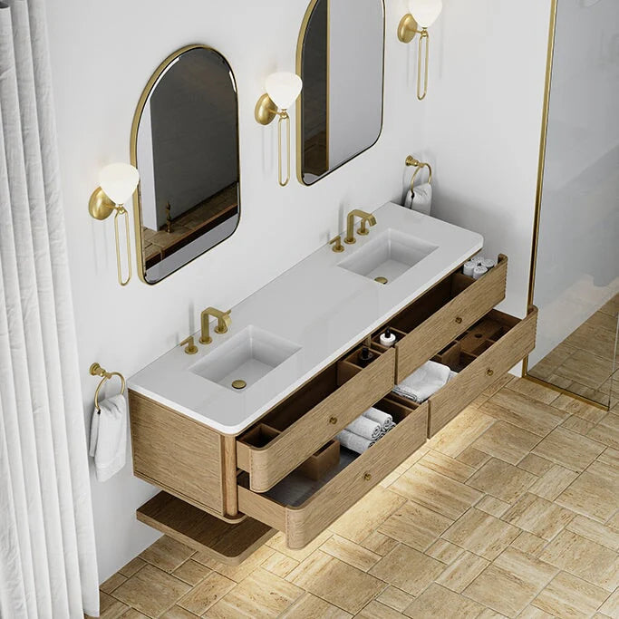 Allamari 72" Double Vanity, Dune Mist w/ Single Hole 3 CM White Zeus Silestone Top