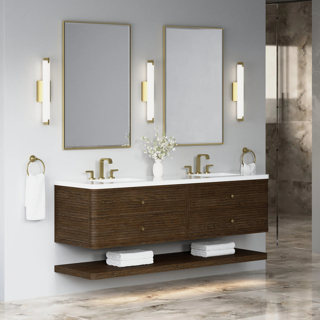 Allamari 72" Double Vanity, Sable w/ Single Hole 3 CM White Zeus Silestone Top