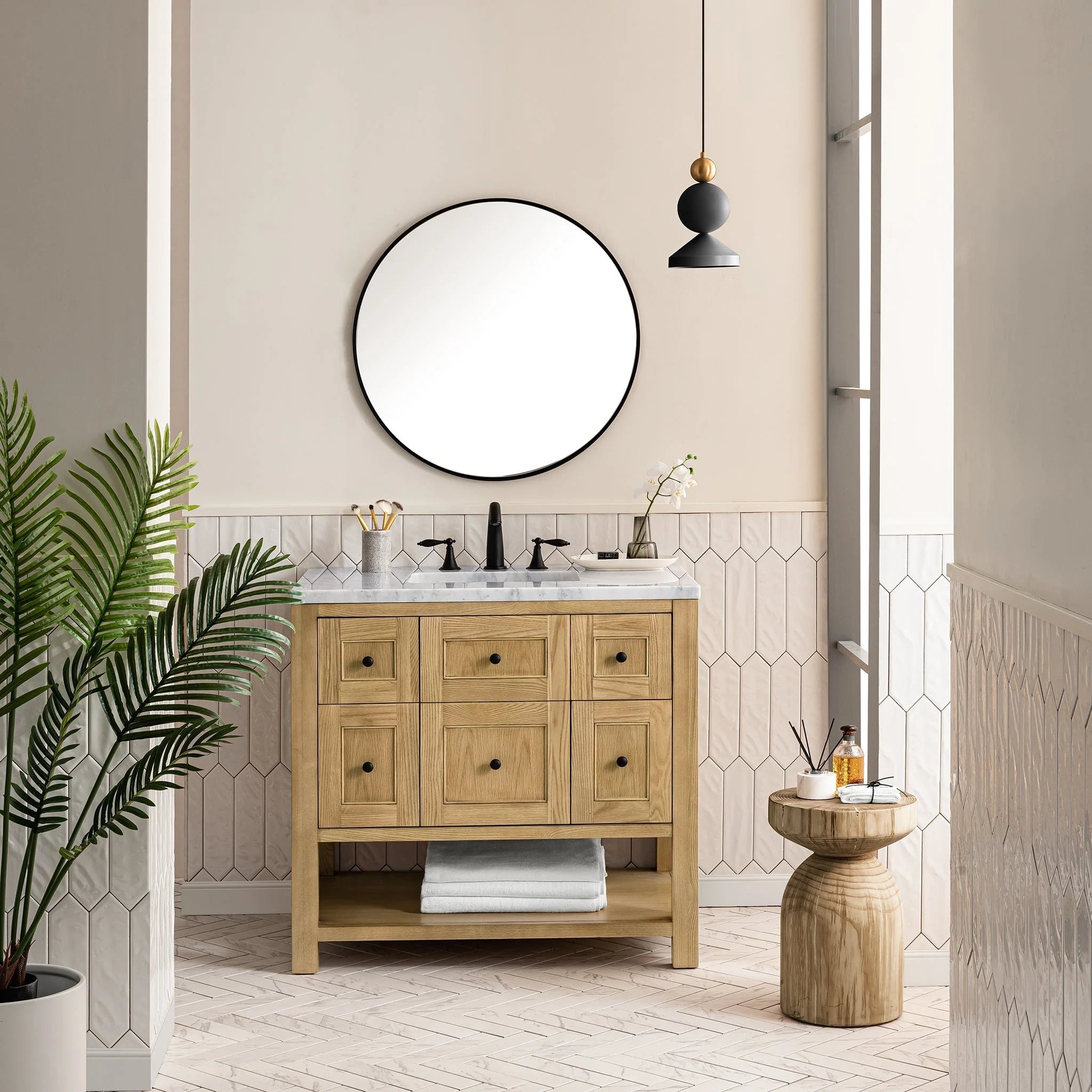 Breckenridge 36" Single Vanity, Light Natural Oak, w/ 3 CM Tajnar Eclos Top