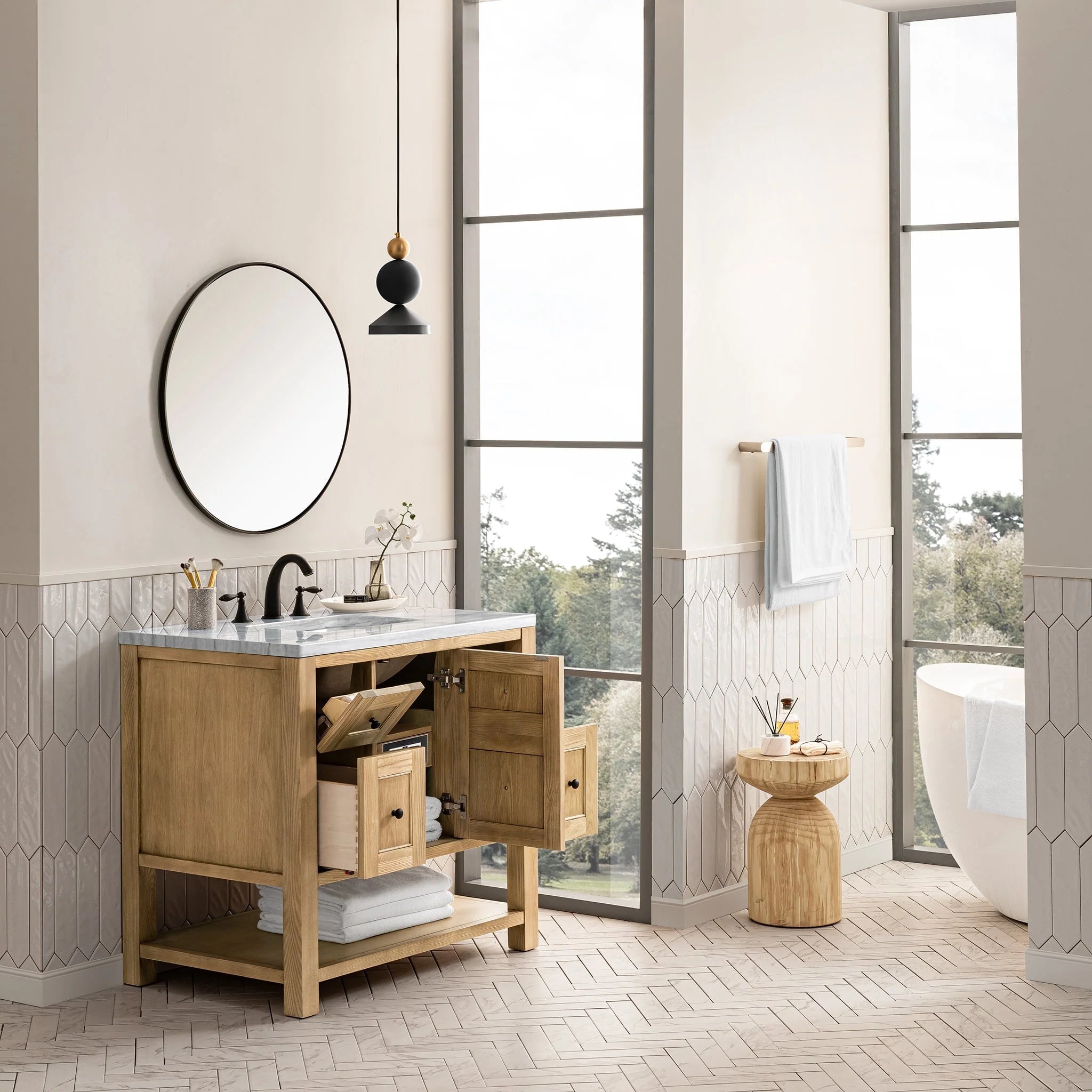 Breckenridge 36" Single Vanity, Light Natural Oak, w/ 3 CM Tajnar Eclos Top