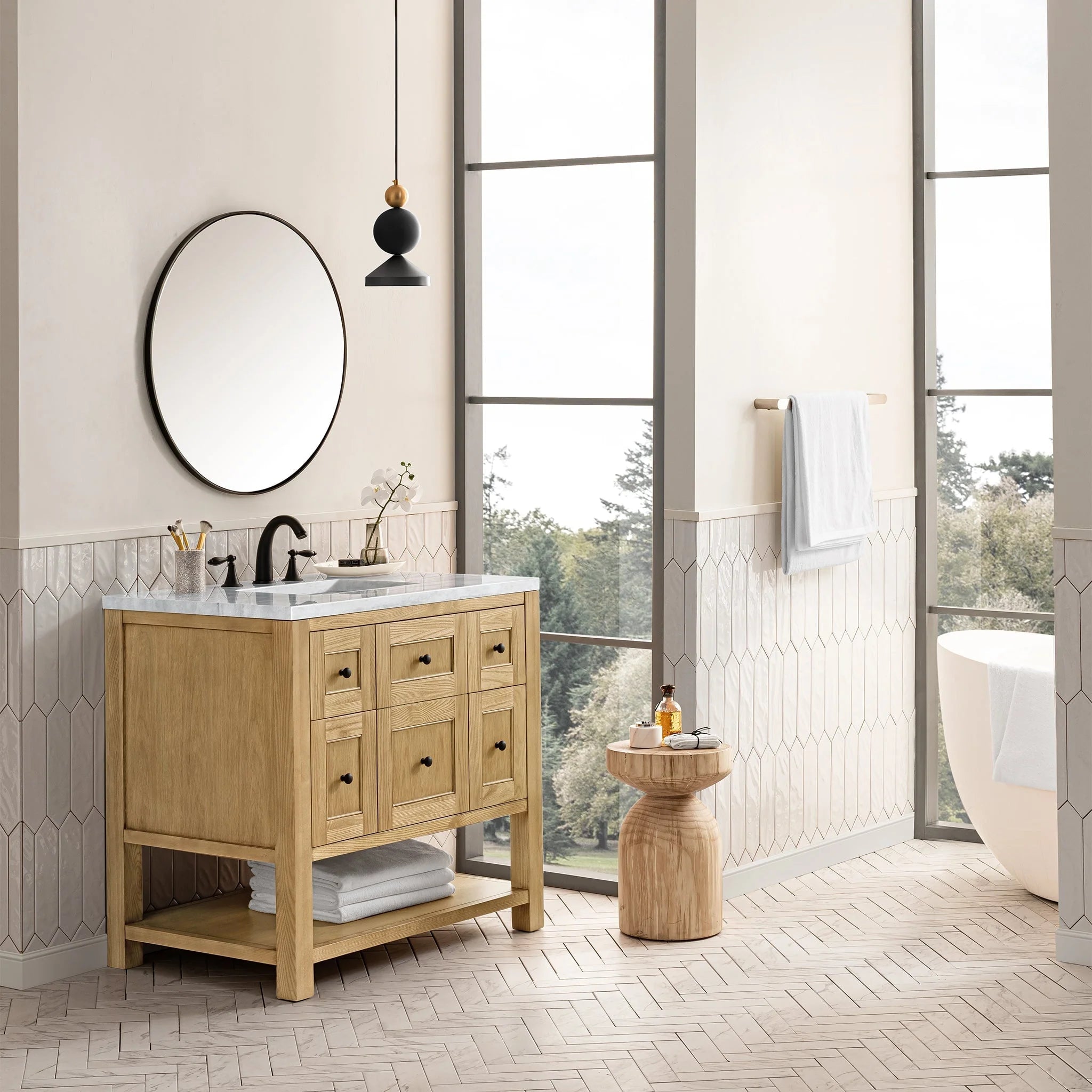 Breckenridge 36" Single Vanity, Light Natural Oak, w/ 3 CM Tajnar Eclos Top